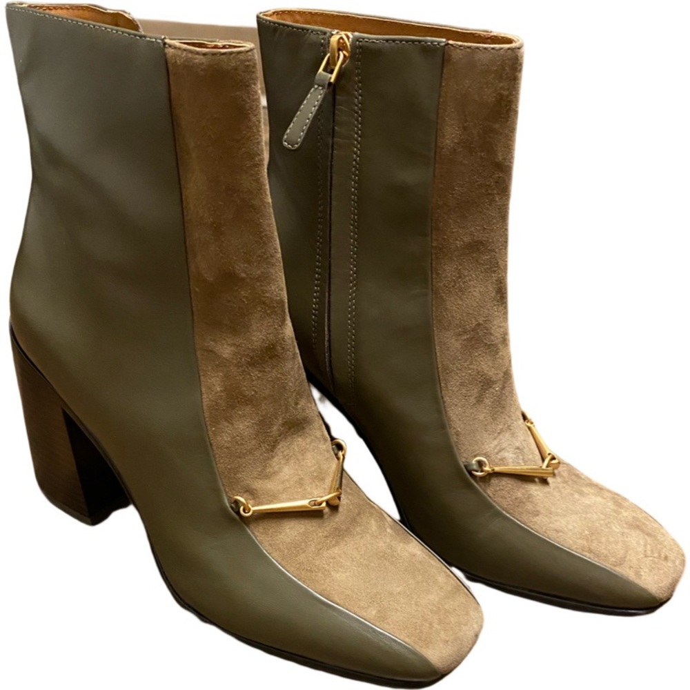 Beautiful Tory Burch Equestrian Link Boots! Green/brown size:8 1/2!